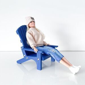 Miniature Adirondack Chair Royal Blue For 12” Barbie Integrity Fashion Dolls 1:6